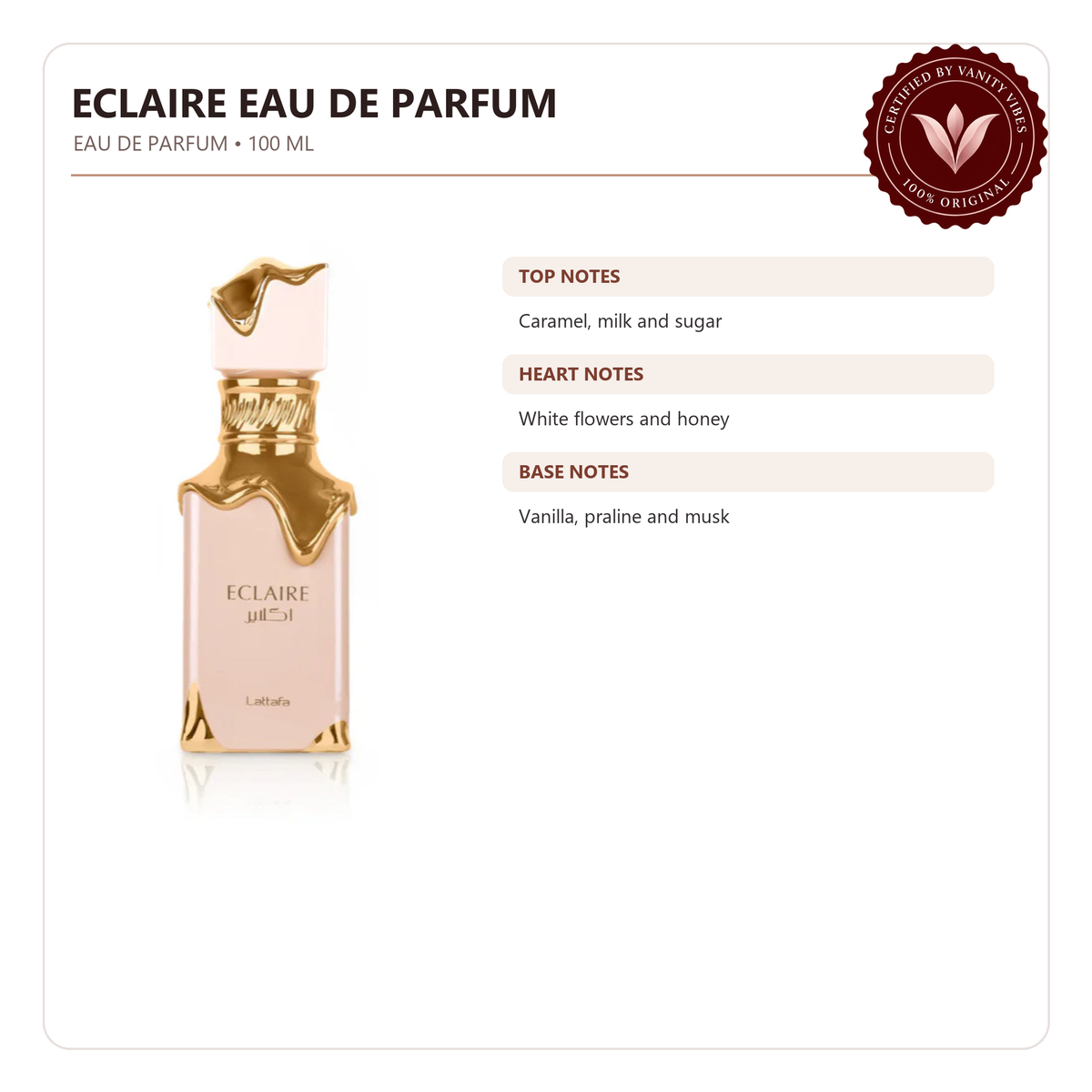 Lattafa Eclaire EDP Spray 100ML — fragrance details and features — Vanity Vibes