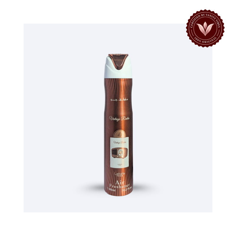 Lattafa Vintage Radio Air Freshener 300ml — secondary product image on white background with Vanity Vibes badge