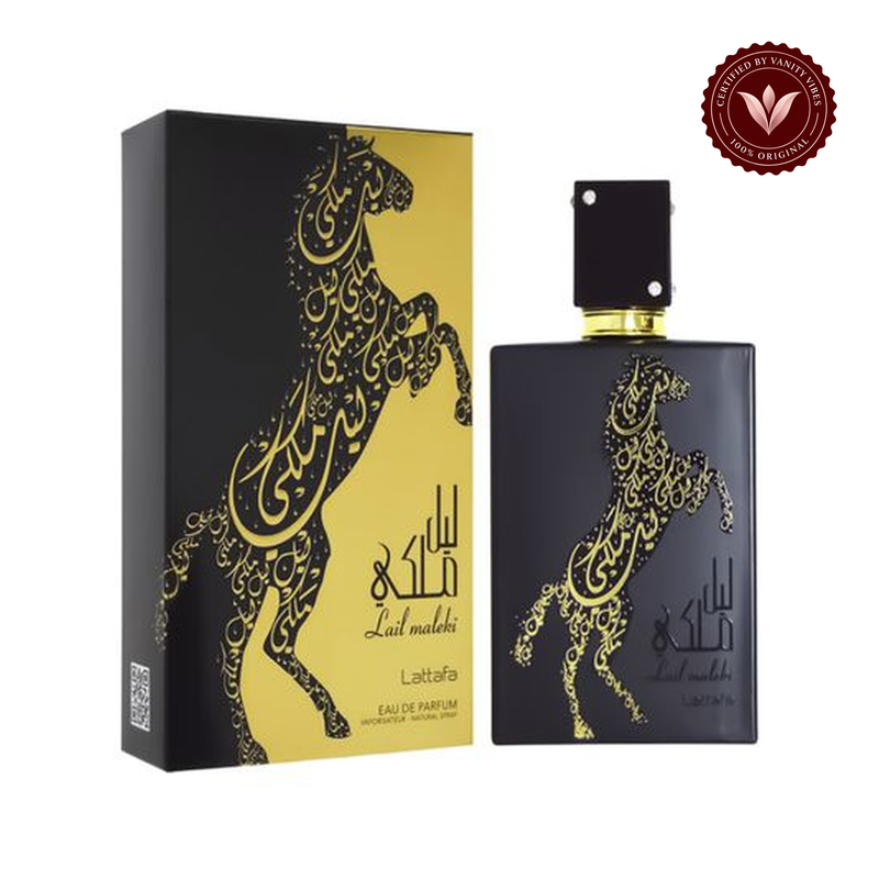 Lattafa Lail Maleki EDP Fragrance for Women 100ml — alternate product and packaging view on white with Vanity Vibes badge