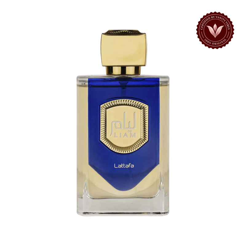 Lattafa Liam Blue Shine Perfume EDP 100ml Long Lasting Arabic Fragrance - Unisex — centered front product on white with Vanity Vibes badge