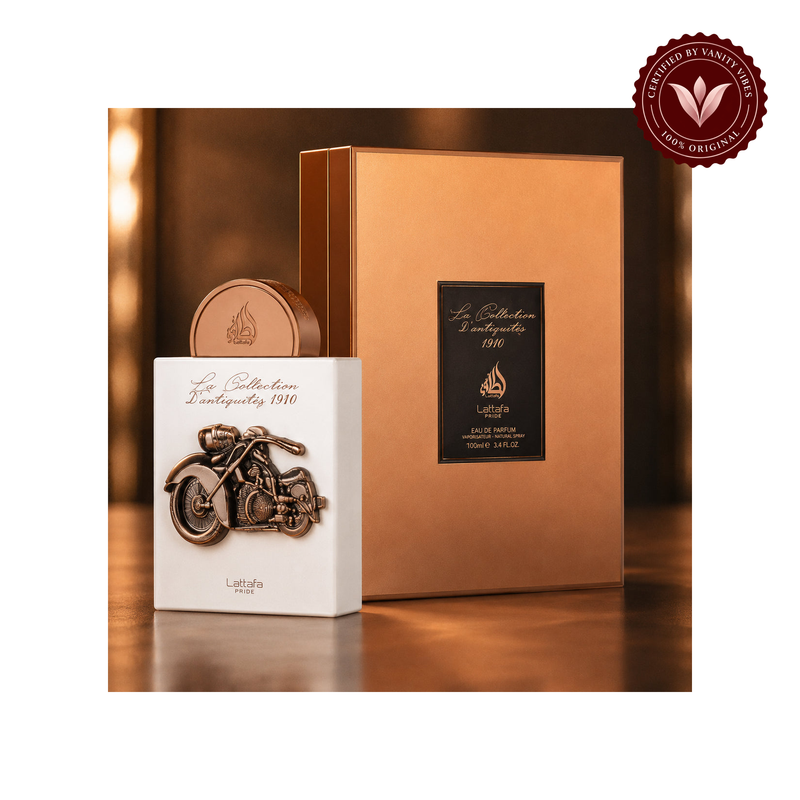 La Collection D'Antiquités 1910 (Bike) Unisex Perfume 100ml EDP by Lattafa Pride Long-Lasting Luxurious Fragrance — alternate product view on white background — Vanity Vibes