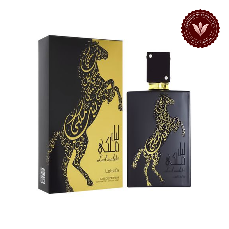 Lail Maleki by Lattafa Eau de Parfum 100ml for Men & Women — alternate product view on white background — Vanity Vibes