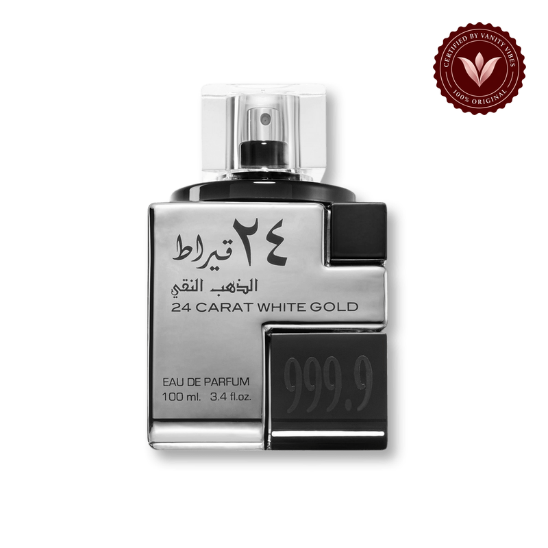 Lattafa 24 Carat White Gold Eau de Parfum 100ml - Long Lasting Original Luxury Unisex Fragrance for Men & Women — alternate product view on white background — Vanity Vibes