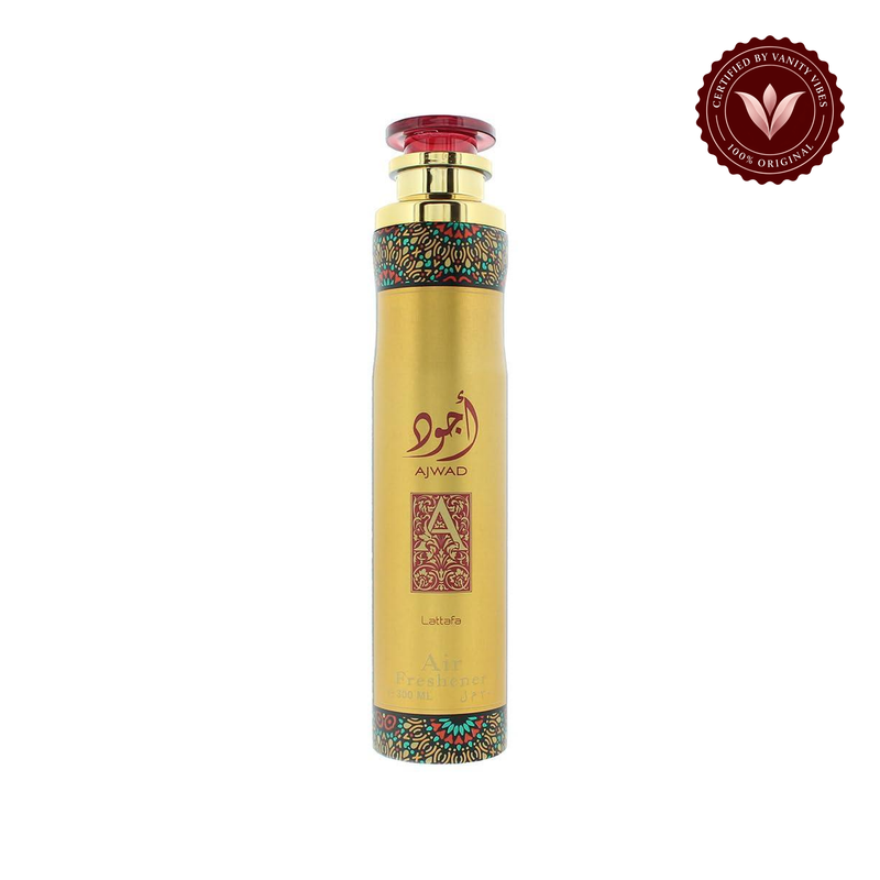 Lattafa Ajwad Air Freshener 300ml - Long Lasting Luxury Sweet Fruity Floral Room Spray for Home & Office — front product on white background — Vanity Vibes