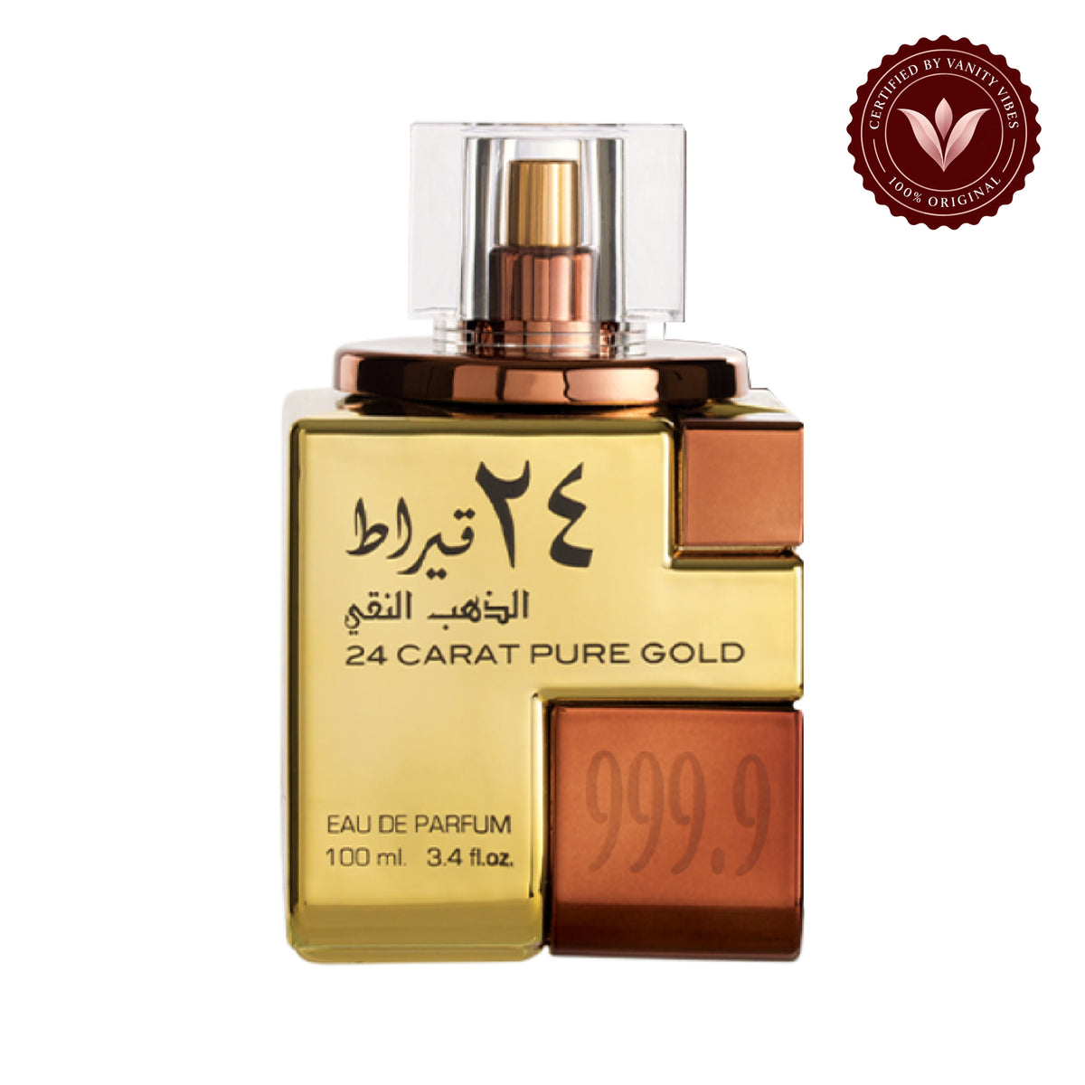 Lattafa 24 Carat Pure Gold Perfume-100 Ml — centered product on white background with Vanity Vibes badge