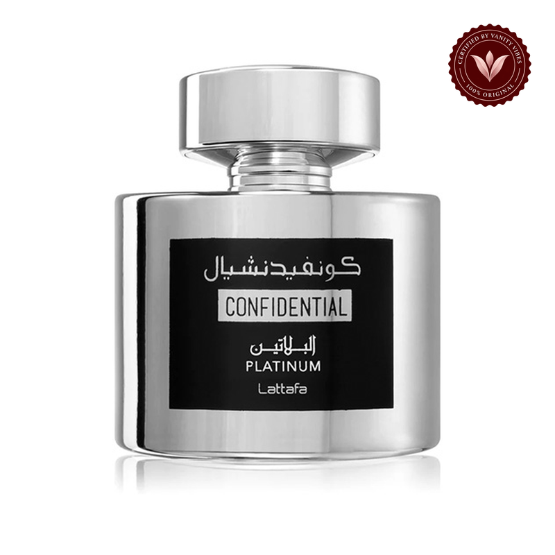 Lattafa Confidential Platinum Eau de Parfum for Women And Men 100 ml — front product on white background