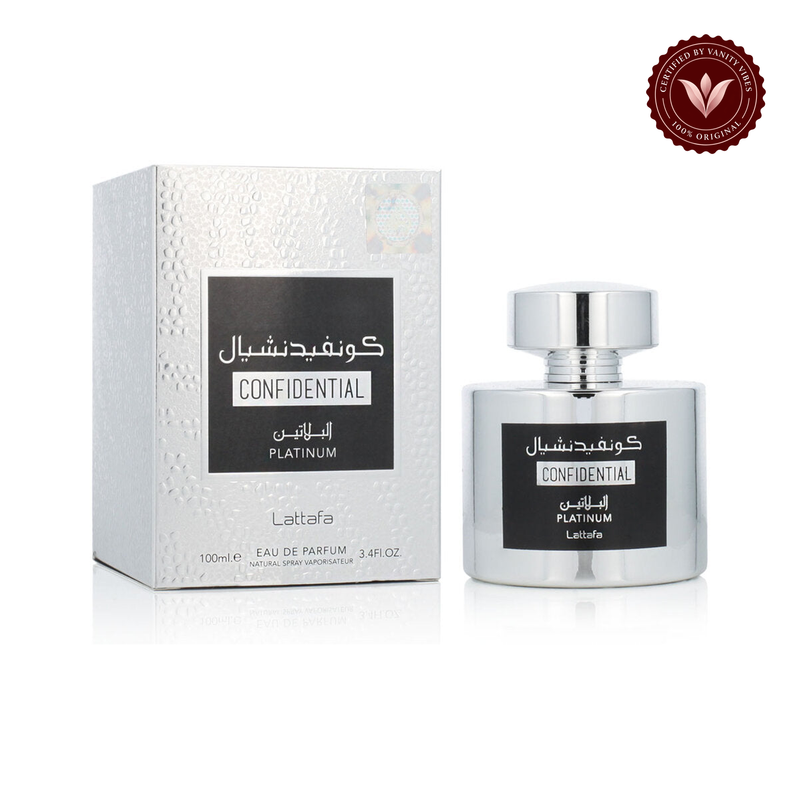 Lattafa Confidential Platinum Eau de Parfum for Women And Men 100 ml — alternate product and packaging on white background