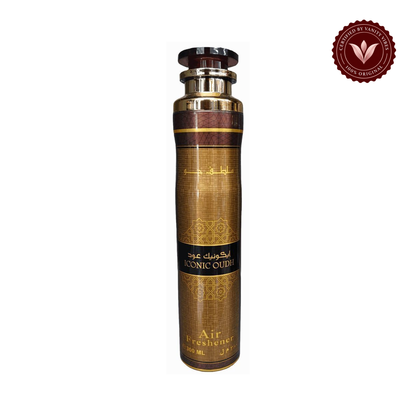 Lattafa Iconic Oud Air Freshener 300ml — alternate product packaging view on white with Vanity Vibes badge