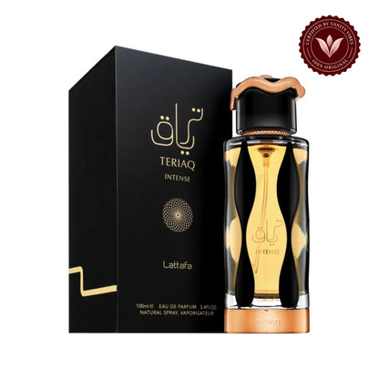 Teriaq Intense Lattafa Eau de Parfum for Women 100ml — secondary product image on white background with Vanity Vibes badge