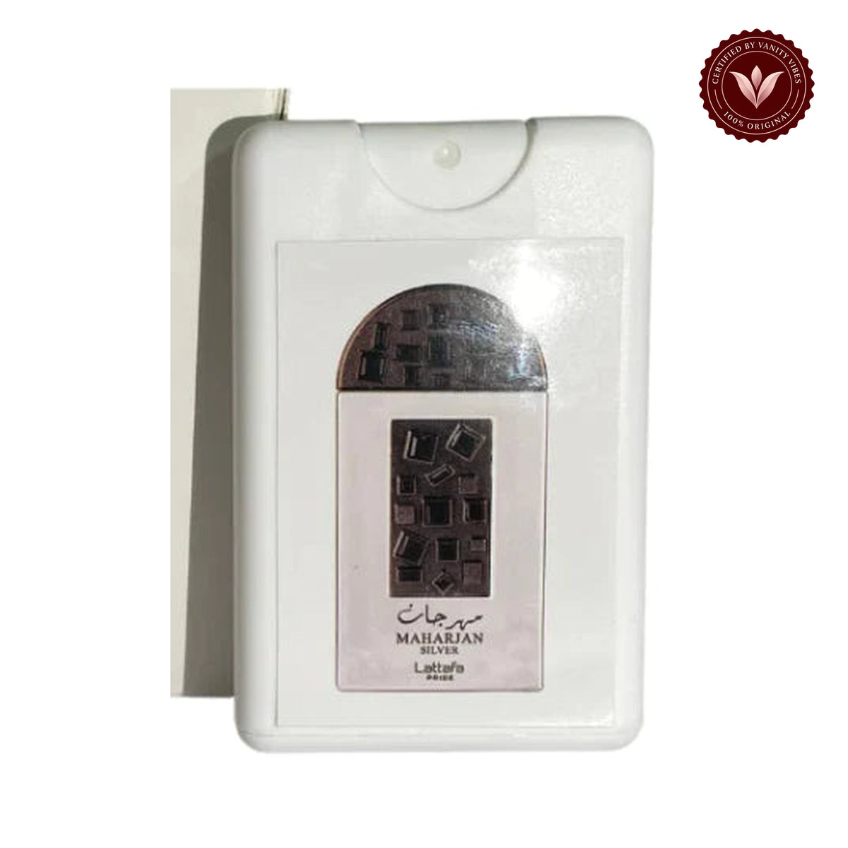 Lattafa Maharjan Eau de Parfum Trial Size, 20ml/0.67oz (Unisex) product on white background with Vanity Vibes badge