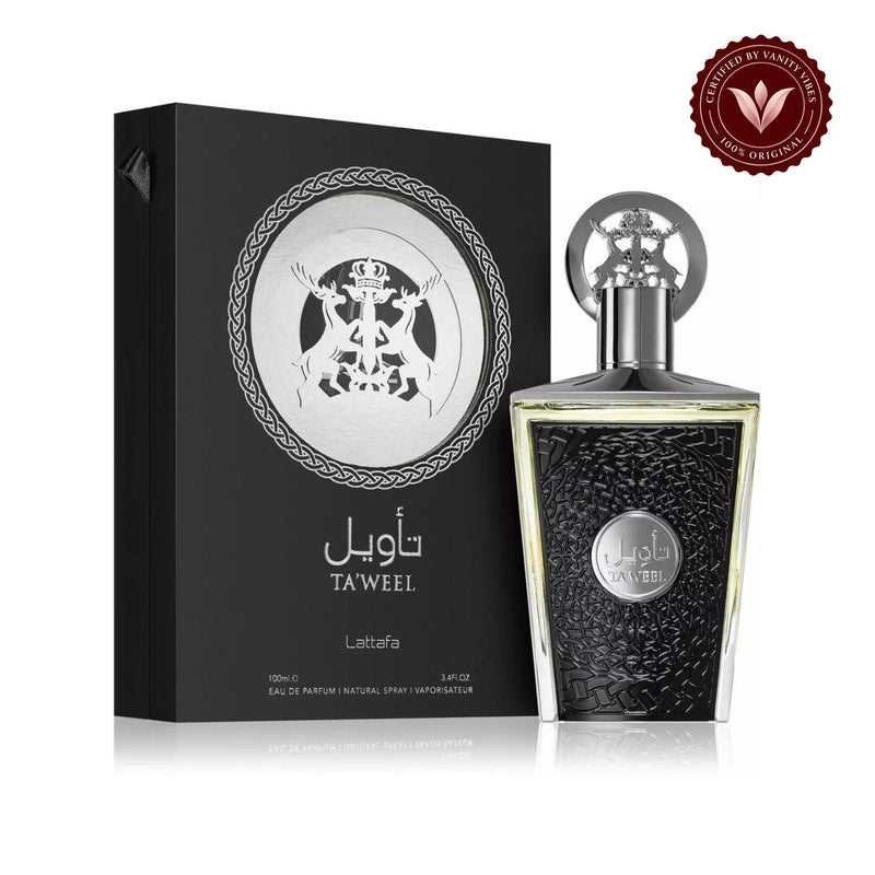 Lattafa Taweel Perfume for Men and Women - 100ml — secondary product image on white background with Vanity Vibes badge