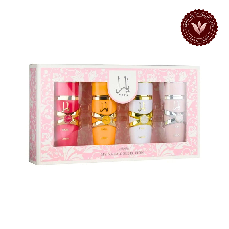 My Yara Collection by Lattafa 25ml 4pcs Gift Set for Women — centered product on white background with Vanity Vibes badge