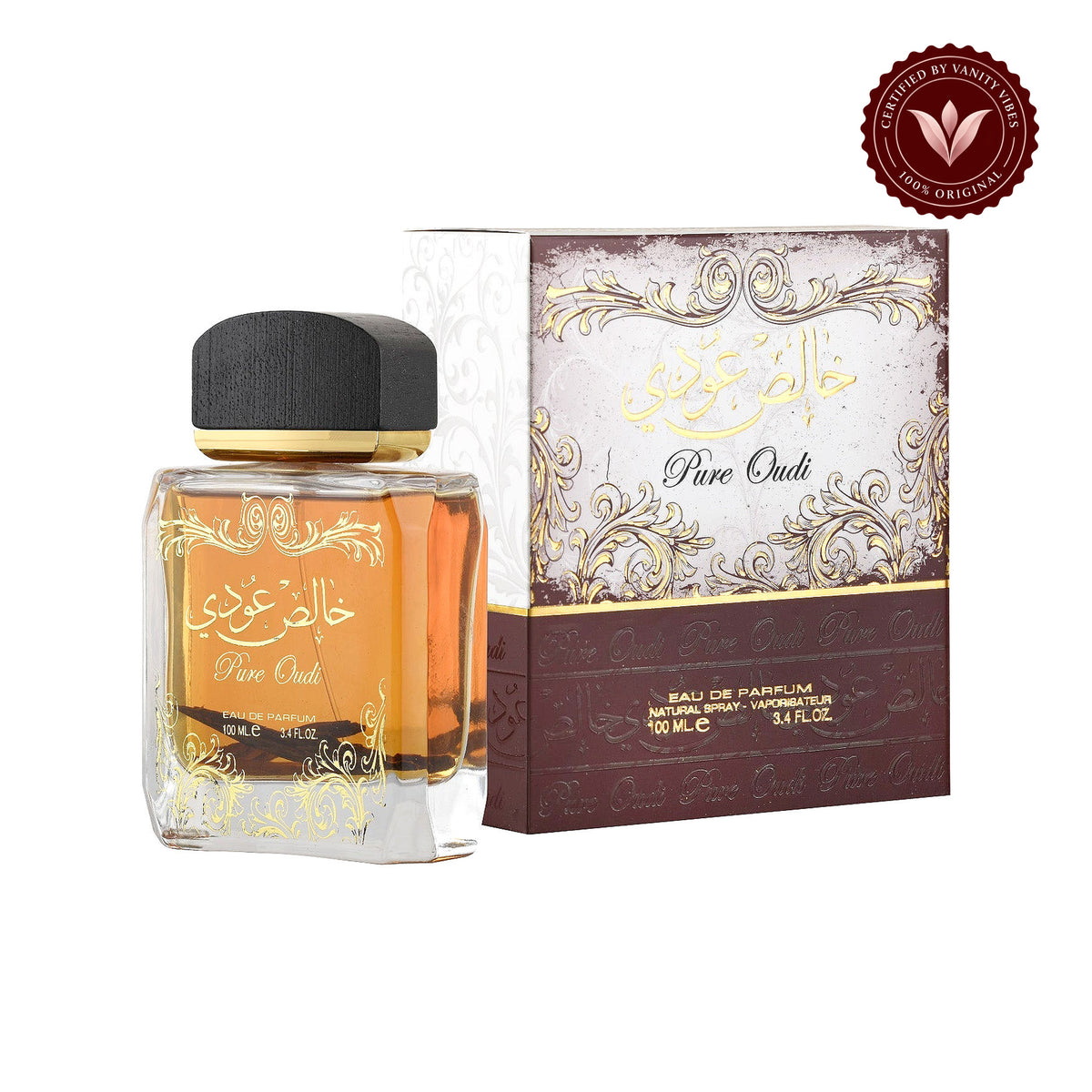 Lattafa Pure Oudi Eau De Parfum — secondary product image on white background with Vanity Vibes badge