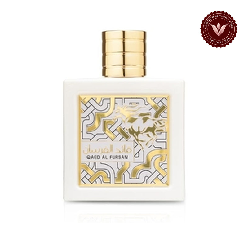 Lattafa Qaed Al Fursan Unlimited White 100ml Long Lasting Unisex Eau de Parfum — centered product on white background with Vanity Vibes badge