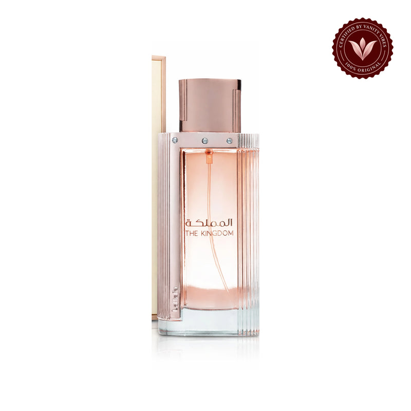 Lattafa The Kingdom 100ml - Long Lasting Eau de Parfum for Women — centered product on white background with Vanity Vibes badge