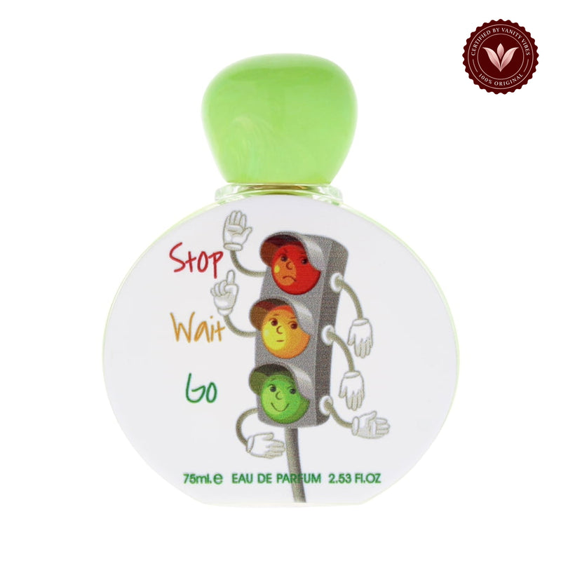 Stop Wait Go by Lattafa Pride EDP 75ml For Kids product on white background with Vanity Vibes badge