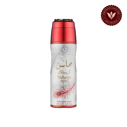 Lattafa Mahasin Crystal Deodorant Spray 200 ml Long-Lasting Freshness & Elegant Floral Fragrance — front product — Vanity Vibes