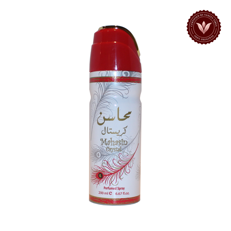 Lattafa Mahasin Crystal Deodorant Spray 200ml — centered front product, white background