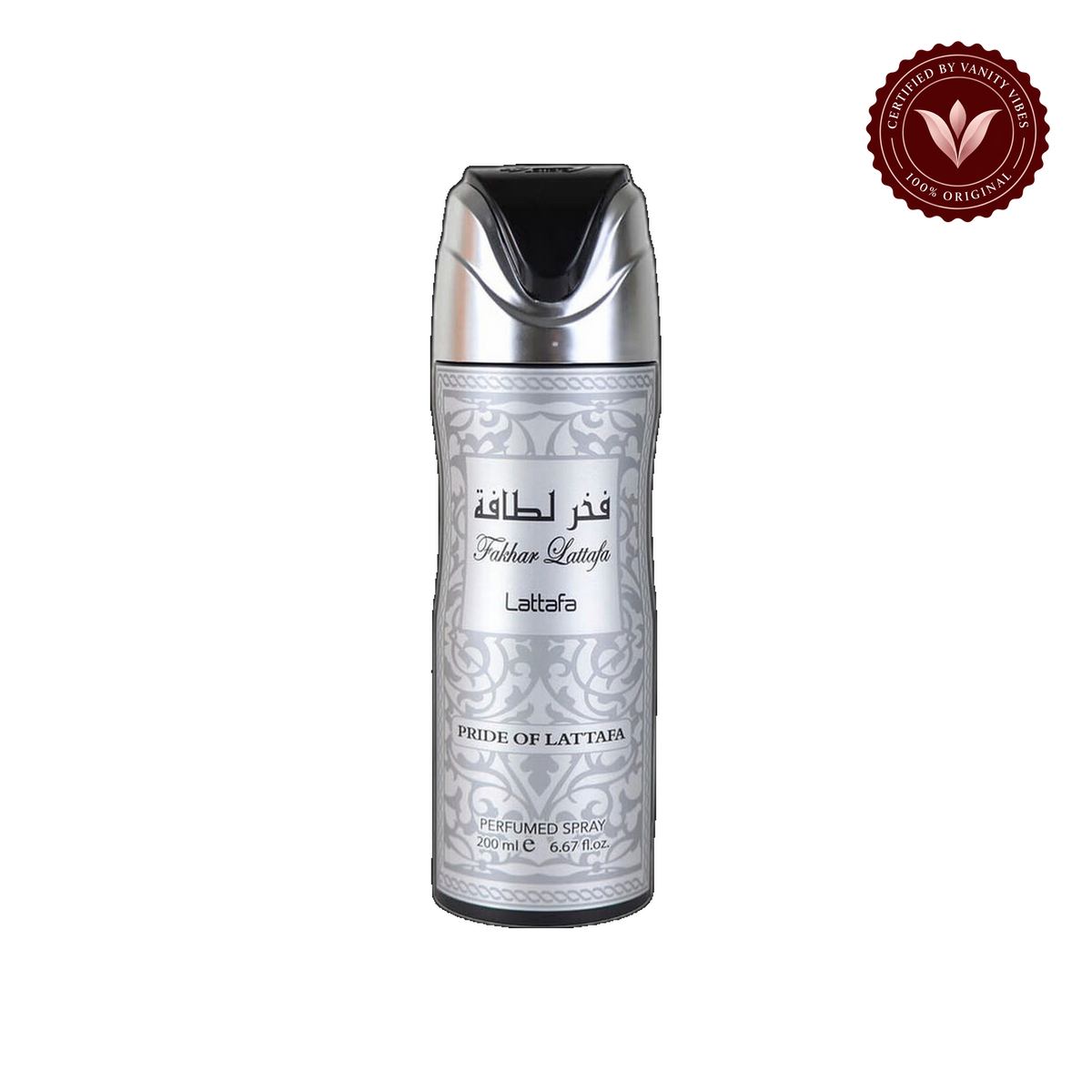 Fakhar Lattafa Silver Men Body Spray 200 ml Long-Lasting Freshness & Masculine Fragrance — front product — Vanity Vibes