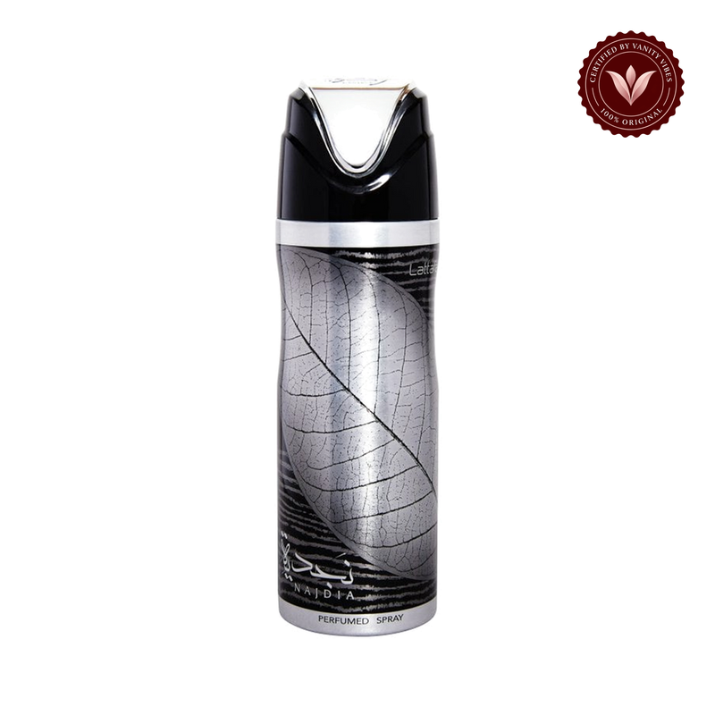 Lattafa Najdia Body Spray 200ml - Long Lasting Unisex Fragrance & Freshness — centered front product, white background