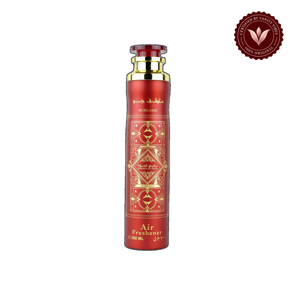 Lattafa Badee Al Oud Sublime Air Freshener 300ml - Long Lasting Luxury Oud Fruity Floral Room Spray for Home & Office — front product — Vanity Vibes