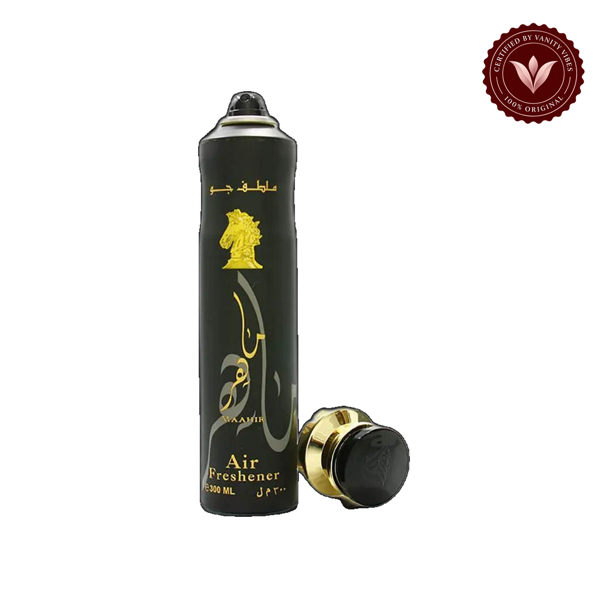 Lattafa Maahir Gold Air Freshener 300ml - Long Lasting Luxury Arabic Room Spray with Rich Oriental Fragrance — front product — Vanity Vibes