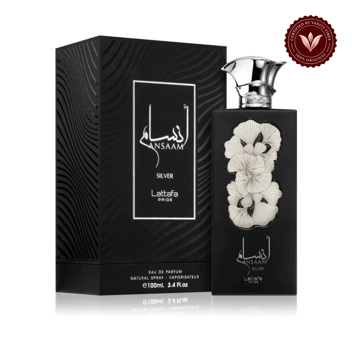 Lattafa Pride Ansaam Silver Eau de Parfum 100ml — alternate product view on white