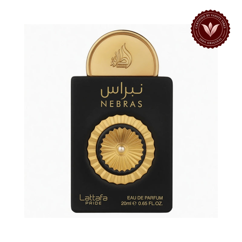 Lattafa Pride Nebras EDP Spray 20ml Travel Size Unisex Perfumes for Men & Women. — front single product on white with Vanity Vibes badge