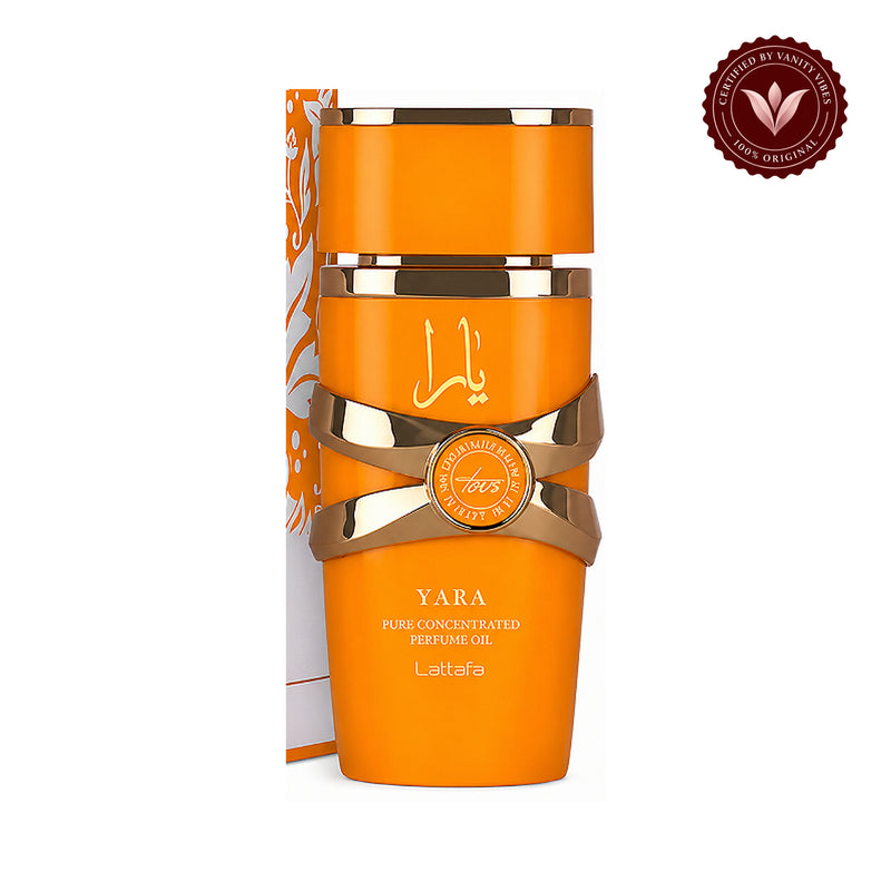 Lattafa Yara Tous Concentrated Perfume Oil 20ml - Long Lasting Original Sweet Fruity Fragrance for Women — front single product on white with Vanity Vibes badge