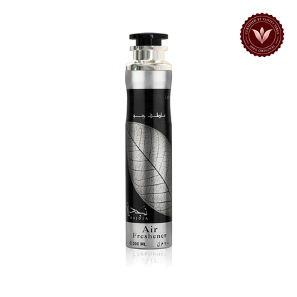 Lattafa Najdia Air Freshener 300ml - Long Lasting Luxury Fresh Aquatic Fragrance Room Spray for Home & Office — centered front product, white background