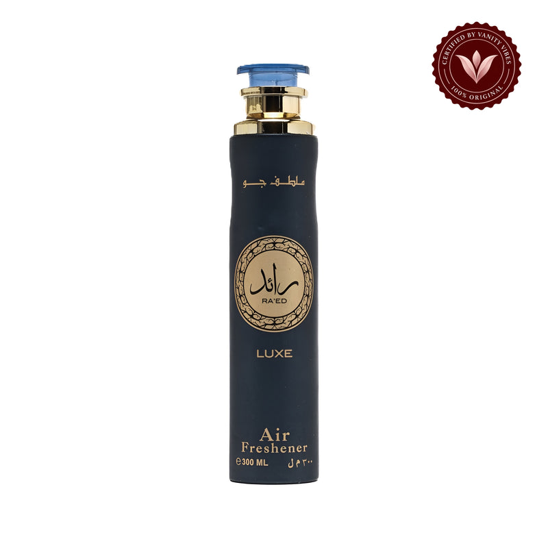 Lattafa Ra'ed Luxe Air Freshener 300ml - Long Lasting Luxury Oriental Room Spray with Rich Musky Fragrance — centered product on white background with Vanity Vibes badge