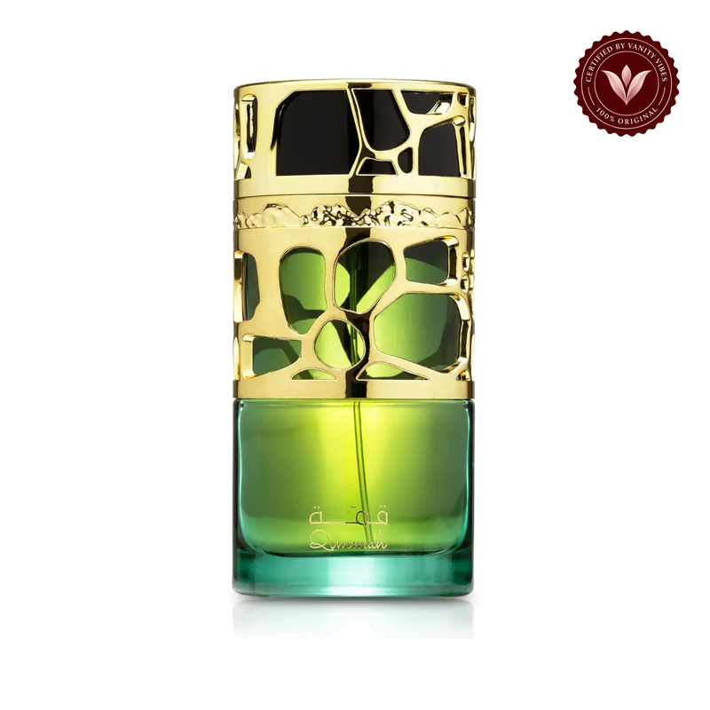 Lattafa Qimmah Eau de Parfum 100ml - Long Lasting Original Elegant Floral Fruity Fragrance for Women — front single product, white background — Vanity Vibes