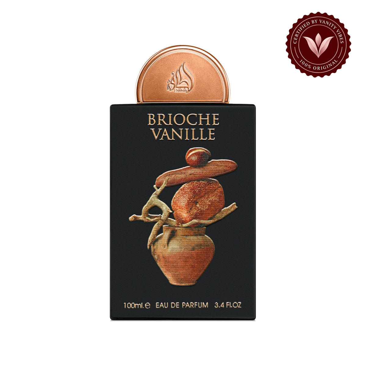 Lattafa Pride Brioche Vanille Eau de Parfum 100ml - Long Lasting Original Sweet Gourmand Unisex Fragrance for Men & Women — centered product on white background with Vanity Vibes badge