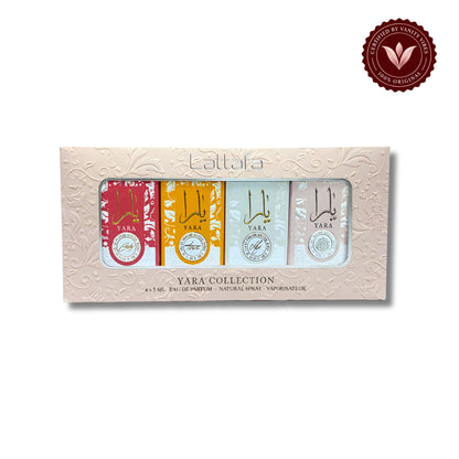 Lattafa My Yara Collection Eau de Parfum 4 x 5ml - Long Lasting Original Miniature Fragrance Set for Women — centered product on white background with Vanity Vibes badge