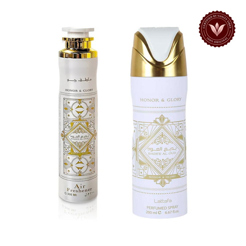 Badee Al Oud Honor & Glory Deodorant Spray 200ml + Badee Al Oud Honor & Glory Air Freshener 300ml by Lattafa (Pack of 2) — alternate product image