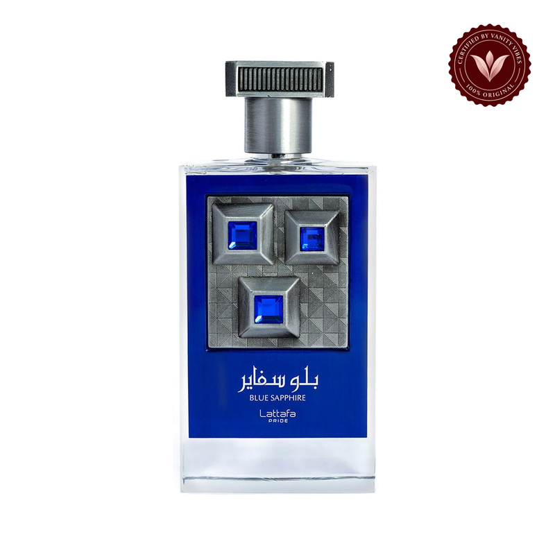 Lattafa Pride Blue Sapphir_e Eau de Parfum 100ml - Long Lasting Original Fresh Elegant Unisex Fragrance for Men & Women — front single product, white background — Vanity Vibes