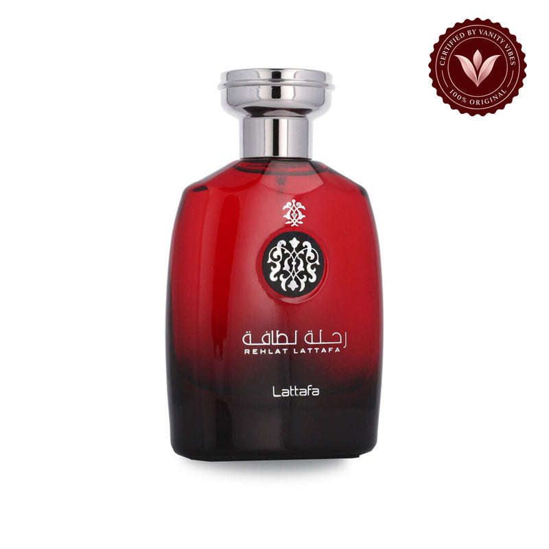 Lattafa Rehlat (Journey Of Lattafa) Eau de Parfum 100ml - Long Lasting Original Luxury Unisex Fragrance for Men & Women — centered product on white background with Vanity Vibes badge