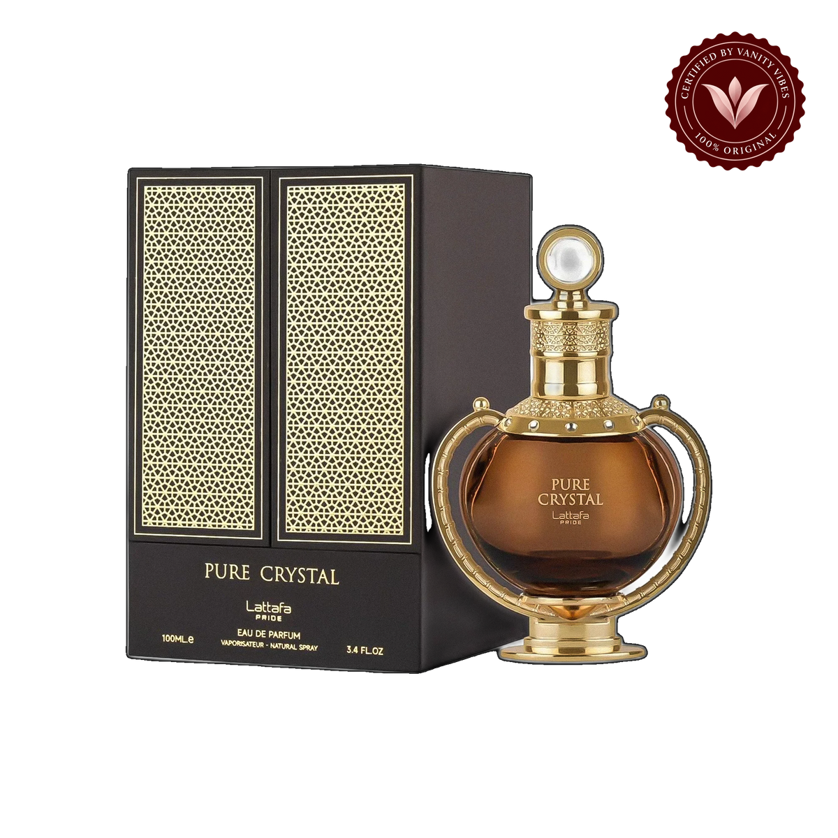 Lattafa Pride Pure Crystal Eau de Parfum 100ml - Long Lasting Fresh Elegant Unisex Fragrance for Men & Women — front product — Vanity Vibes