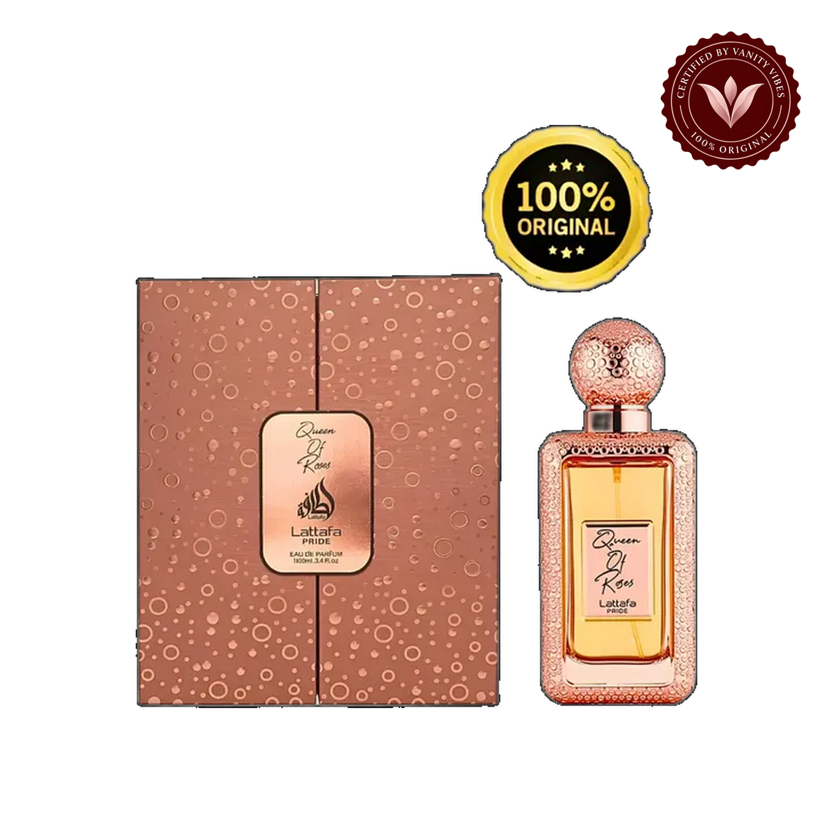 Lattafa Pride Queen of Roses Eau de Parfum 100ml for Women - Long Lasting Floral Fruity Perfume, Luxury Fragrance Spray, Feminine Romantic Scent for Daily Wear & Special Occasions — alternate product view — Vanity Vibes