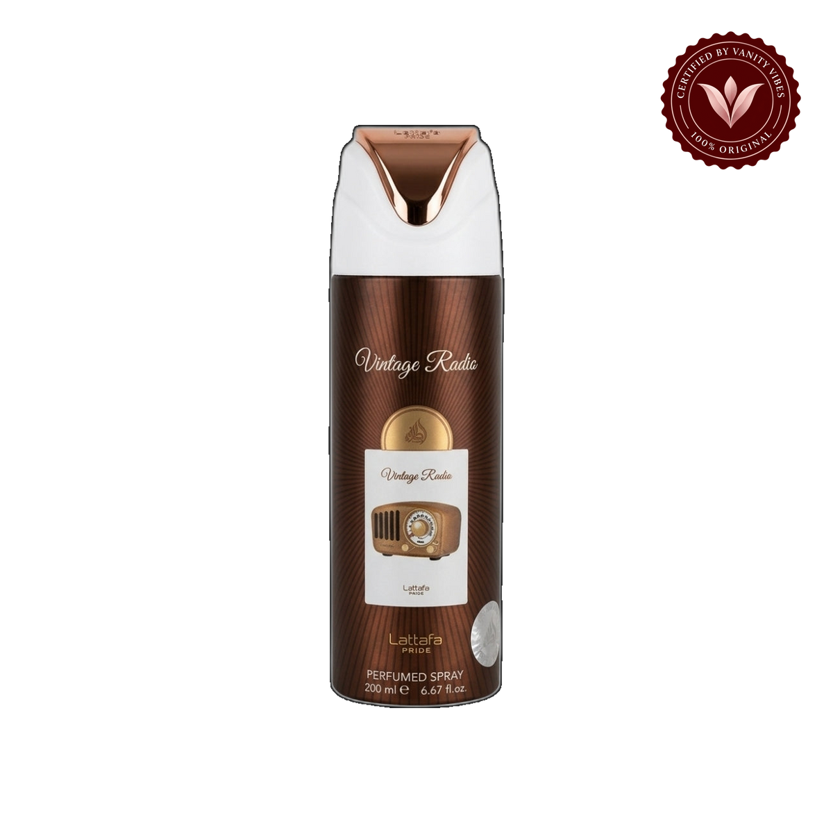 Lattafa Vintage Radio Body Spray 200ml - Long Lasting Bold Fragrance for Men & Women — alternate product view — Vanity Vibes
