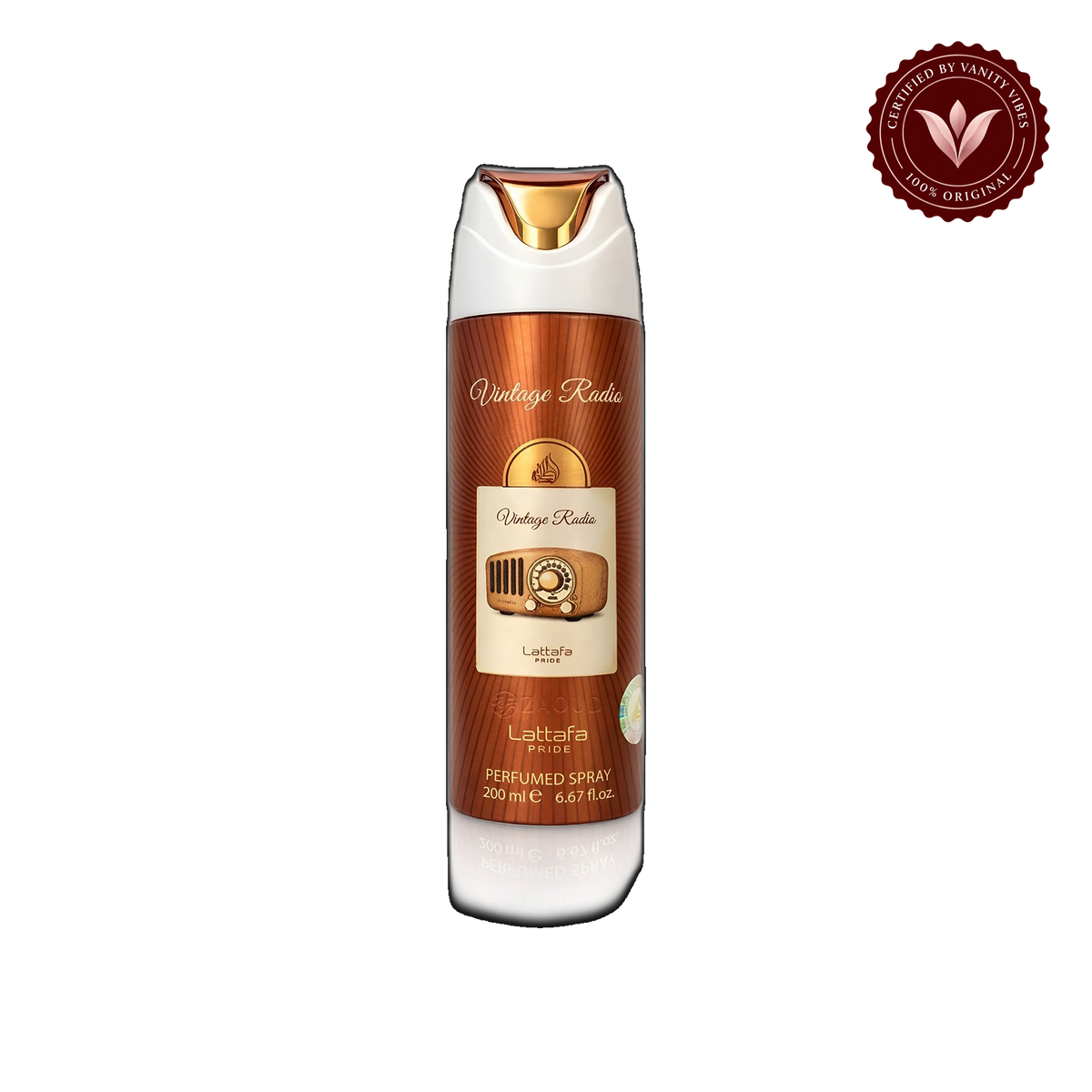 Lattafa Pride Vintage Radio Perfumed Spray 200ml - Long Lasting Luxury Aromatic Fragrance Body Spray for Men & Women — front product — Vanity Vibes
