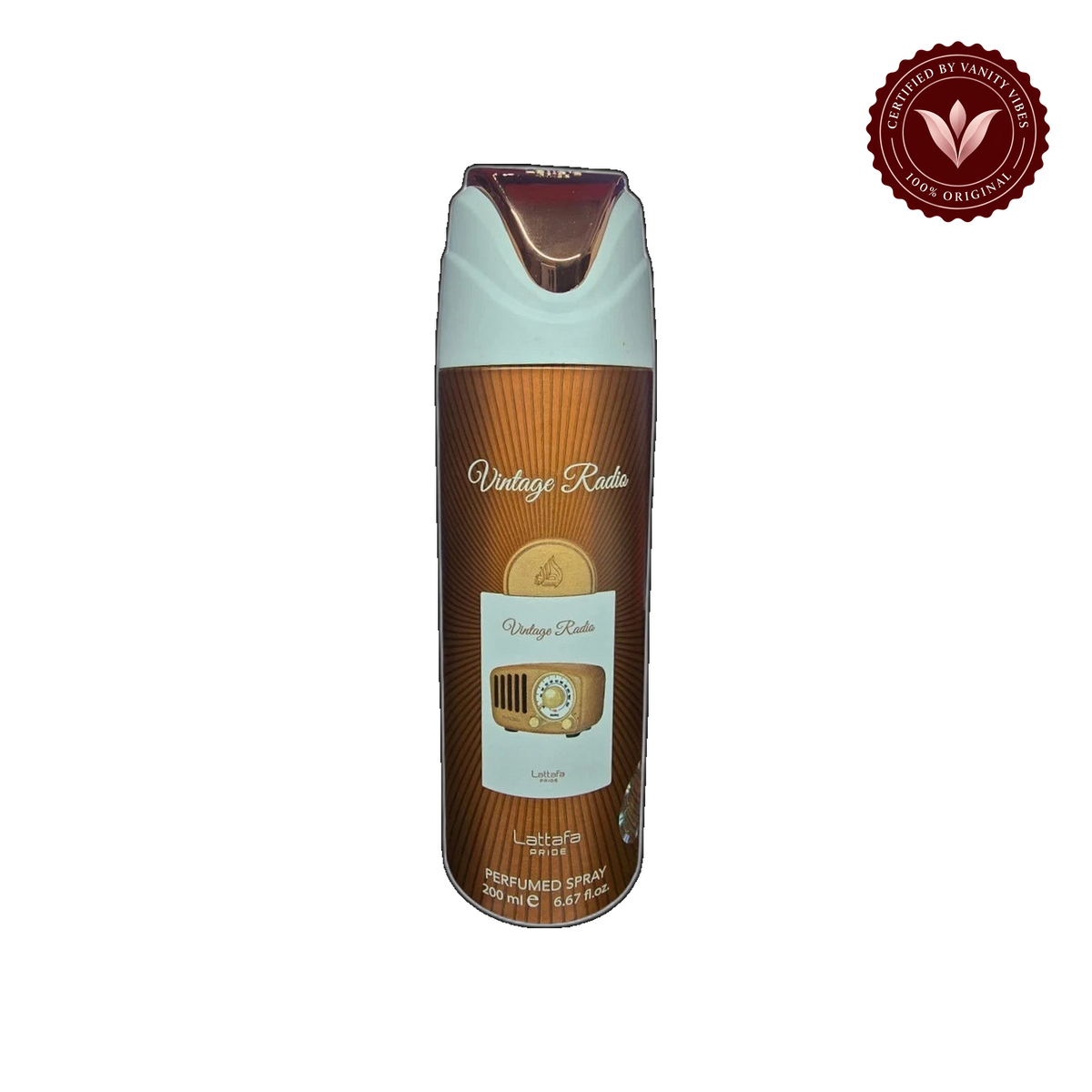 Lattafa Pride Vintage Radio Perfumed Spray 200ml - Long Lasting Luxury Aromatic Fragrance Body Spray for Men & Women — alternate product view — Vanity Vibes