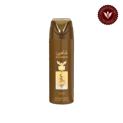 Lattafa Pride Shaheen Perfumed Spray 200ml - Long Lasting Luxury Fresh Woody Aromatic Fragrance Body Spray for Men & Women — front product — Vanity Vibes