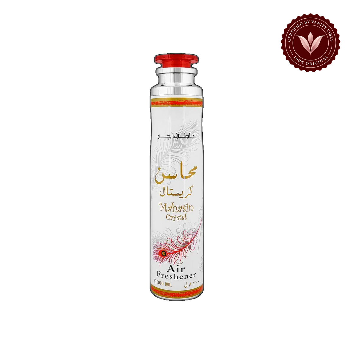 Lattafa Mahasin Crystal Air Freshener 300ml - Long Lasting Luxury Fresh Floral Fruity Fragrance Room Spray for Home & Office — front product — Vanity Vibes
