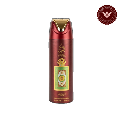 Lattafa Pride Queen Of Arabia Perfumed Spray 200ml - Long Lasting Luxury Floral Oriental Fragrance Body Spray for Women — front product — Vanity Vibes