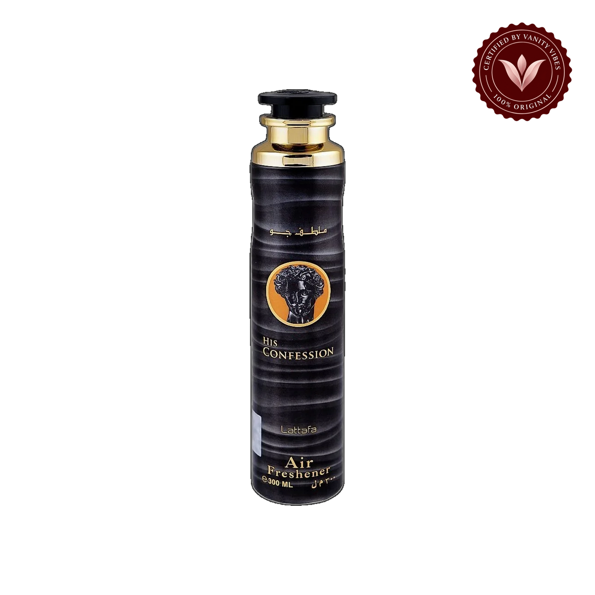 Lattafa His Confession Air Freshener 300ml - Long Lasting Luxury Masculine Woody Fragrance Room Spray for Home & Office — front product — Vanity Vibes
