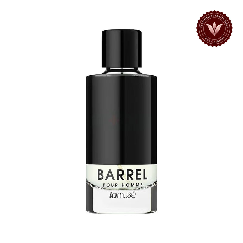 LATTAFA PERFUMES Barrel Men by Lamuse 100ml — centered product on white background with Vanity Vibes badge