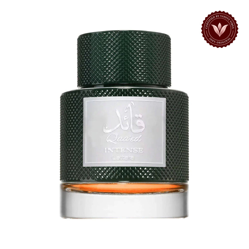 Lattafa Qaaed Intense EDP 100ml for Men and women — centered product on white background with Vanity Vibes badge
