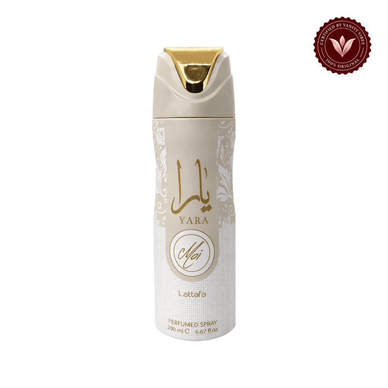 Lattafa Yara Moi Spray Corporal 200ml — centered product on white background with Vanity Vibes badge