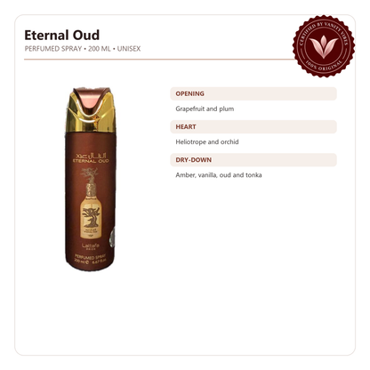 Lattafa Eternal Oud Lattafa Pride Perfumed Spray 200ml — Fragrance features image with Vanity Vibes badge